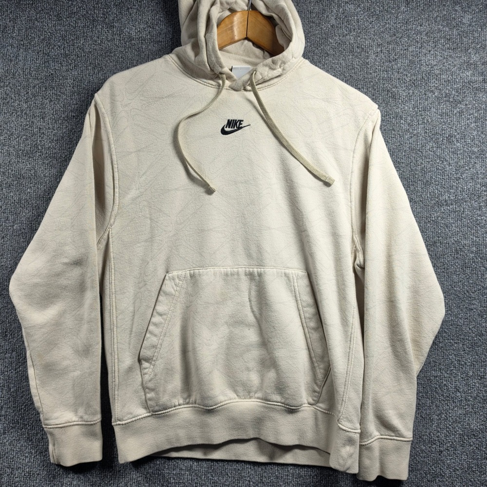 Nike Sweater Mens Small Center Mini Swoosh Hoodie Graphic Design Y2K